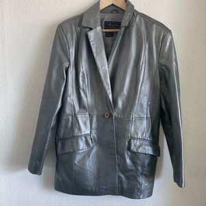Gunmetal Silver Leather Jacket